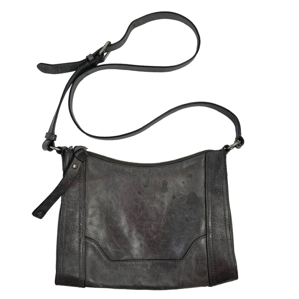 Frye Melissa Leather Crossbody Bag Adjustable Strap‎ Zip Antique Metal Hardware